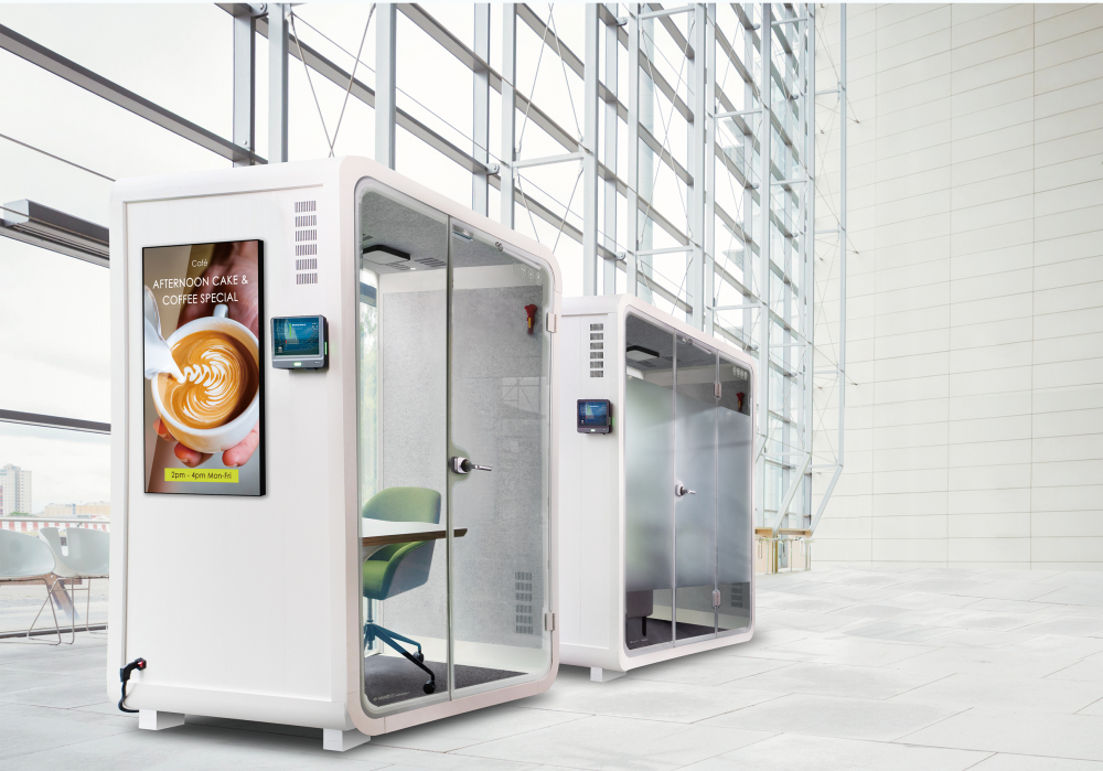 米兰·(milan)子公司达擎之智慧行动办公舱，采用PDLC智能调光玻璃设计，透过通电与断电的电流切换，呈现透明与雾面效果，具节能降耗特性并兼顾隐私，确保信息安全